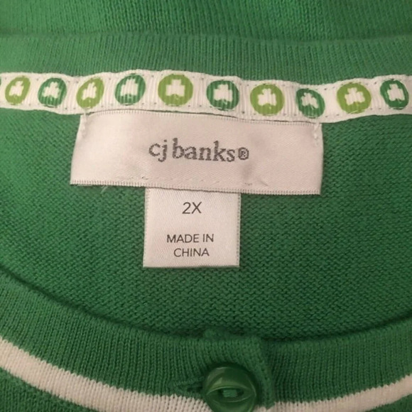 Vintage CHRISTOPER BANKS Sz 2X Plus Size St Patrick's Day Green Sweater CJ Banks - Picture 2 of 6